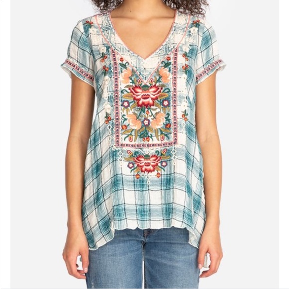 Johnny Was Tops - Johnny Was Julian draped boho embroidered blouse